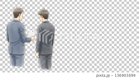 辞令を受け取っている緊張した背中 136903899