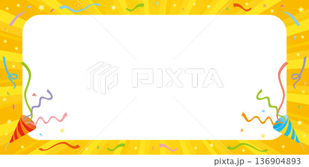 カラフルな紙吹雪とリボンのフレーム 136904893