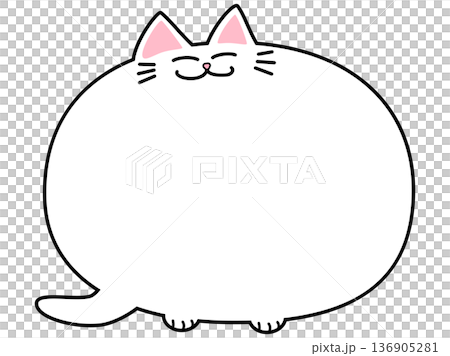 Cat-shaped speech bubble (white cat/smiling) Cat-shaped speech bubble (white cat/smiling) 136905281