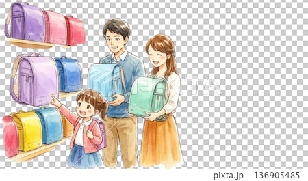 Scene of choosing the color of the school bag 136905485