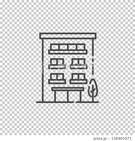 4階建てマンション・アパートのベクターアイコン(線画・モノクロ) 4階建てマンション・アパートのベクターアイコン(線画・モノクロ) 136905971