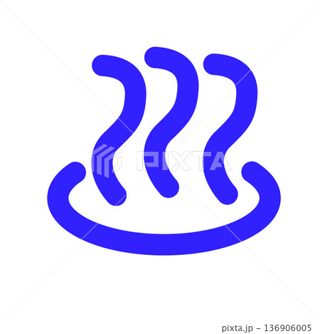 温泉マーク シンプル アイコン セット 黒線 和風 湯気 記号 136906005