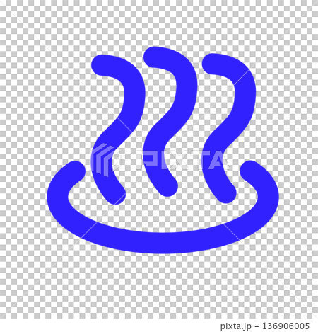 温泉マーク シンプル アイコン セット 黒線 和風 湯気 記号 136906005