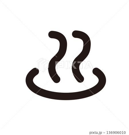 温泉マーク シンプル アイコン セット 黒線 和風 湯気 記号 温泉マーク シンプル アイコン セット 黒線 和風 湯気 記号 136906010