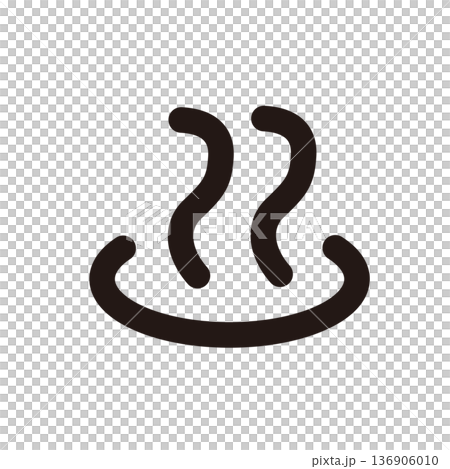 温泉マーク シンプル アイコン セット 黒線 和風 湯気 記号 温泉マーク シンプル アイコン セット 黒線 和風 湯気 記号 136906010