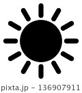 sun silhouette symbol icon, black and white illustration 136907911