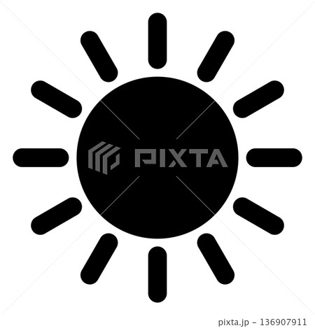 sun silhouette symbol icon, black and white illustration sun silhouette symbol icon, black and white illustration 136907911
