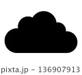cloud silhouette symbol icon, black and white illustration 136907913
