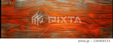 Textured wooden plank, showcasing the wood's grain and knots in vibrant orange tones. Textured wooden plank, showcasing the wood's grain and knots in vibrant orange tones. 136908533