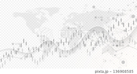 Stock market or Forex trading graph in graphic concept for financial investment or economic trends business idea design. Worldwide finance background. Vector illustration 136908585