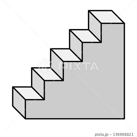 上階に上がる階段とステップのイラスト 136908821