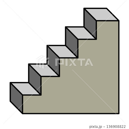 上階に上がる階段とステップのイラスト 136908822