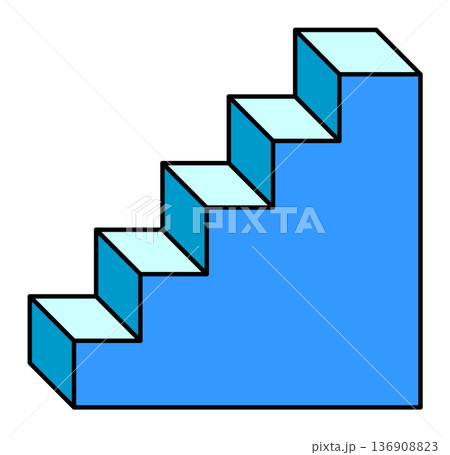 上階に上がる階段とステップのイラスト 136908823