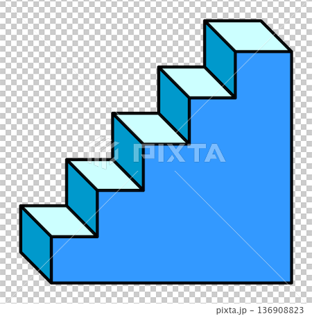 上階に上がる階段とステップのイラスト 136908823