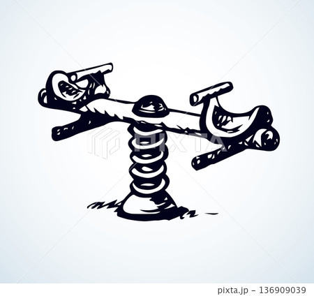 Children's swing. Vector drawing 136909039