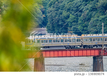 島田市の大井川鐡道の抜里駅周辺の風景(静岡県) 島田市の大井川鐡道の抜里駅周辺の風景(静岡県) 136909074