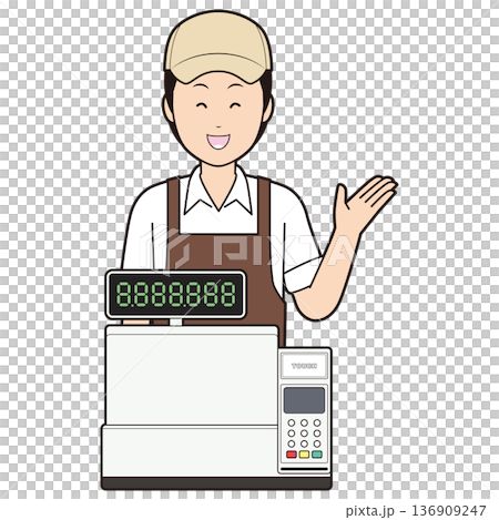 Cashier and male cafe employee ⑧ Cashier and male cafe employee ⑧ 136909247