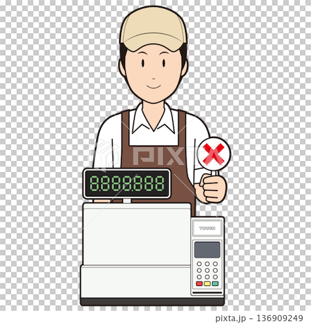 Cashier and male cafe employee 10 136909249