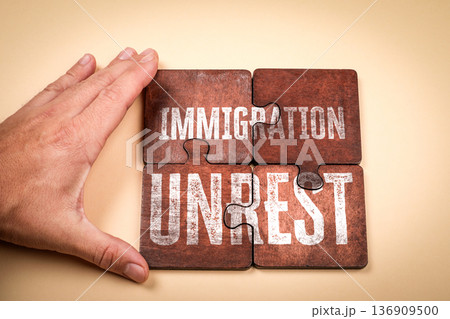 IMMIGRATION UNREST Social Tension And Policy Conflict Concept With Puzzle Pieces 136909500