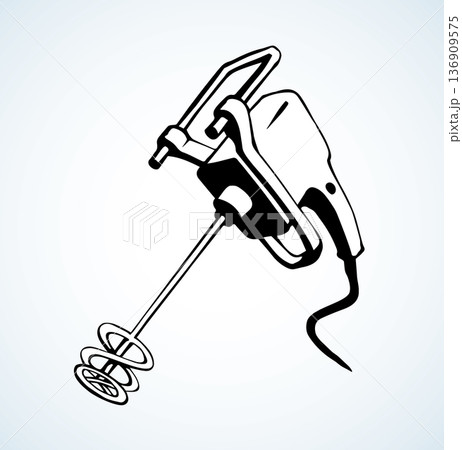 Hand mixer for concrete. Vector drawing 136909575