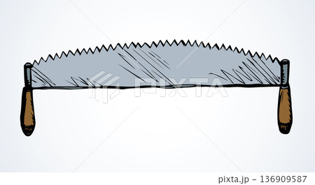 Iron hand saw. Vector drawing Iron hand saw. Vector drawing 136909587