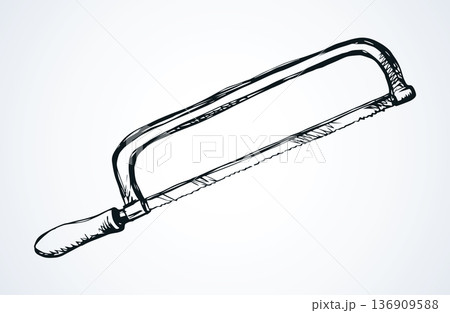 Iron hand saw. Vector drawing Iron hand saw. Vector drawing 136909588