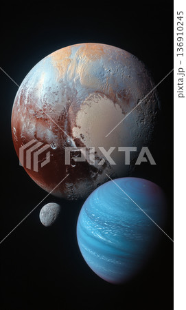 Pluto Neptune and Uranus Together in Deep Space Cosmic Planetary Composition 136910245