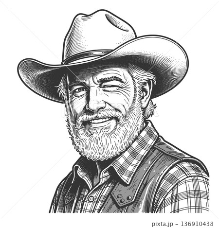 Smiling bearded cowboy vector illustration Smiling bearded cowboy vector illustration 136910438