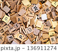 Abstract background. Wooden tiles with letters for the scrubble game 136911274