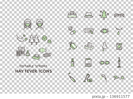 花粉症圖示集（彩色） 136911577