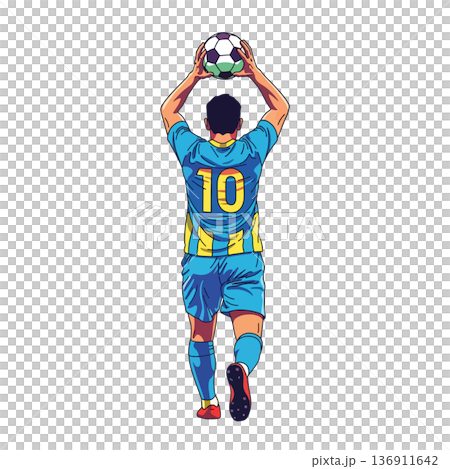 Dynamic Soccer Player Performing a Precise Throw-In Vector Illustration 136911642