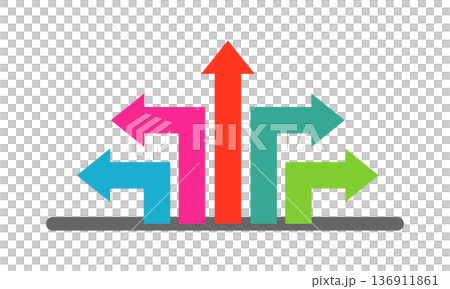 Arrow infographic material that shows multiple options and directions 136911861