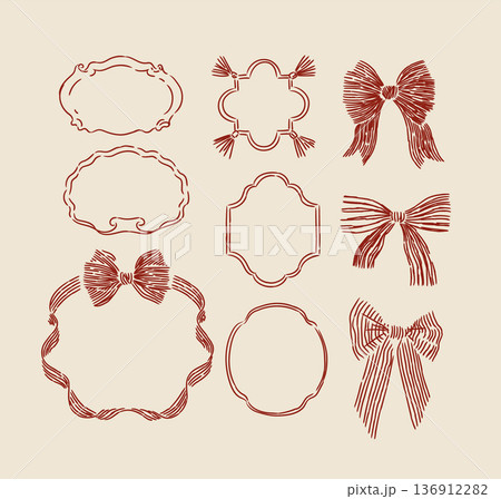 Ribbons and bows many shapes red 136912282