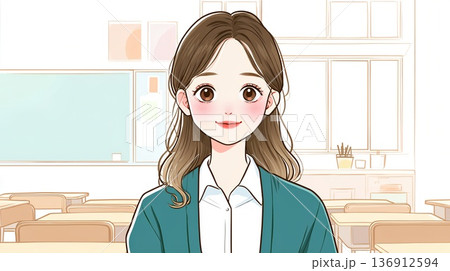 笑顔で立つ女性 笑顔で立つ女性 136912594