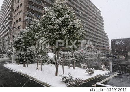 雪が降る住宅街は衆議院議員選挙日 雪が降る住宅街は衆議院議員選挙日 136912611
