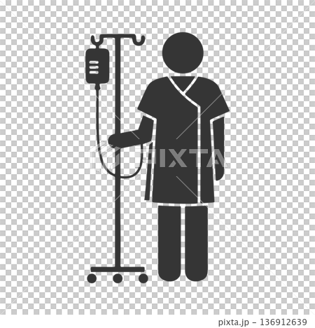 住院病人剪影圖標 136912639