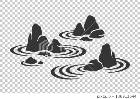 枯山水剪影圖標 枯山水剪影圖標 136912644