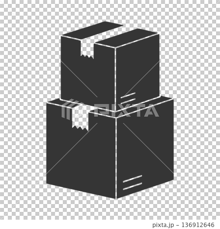 Stacked cardboard boxes silhouette icon Stacked cardboard boxes silhouette icon 136912646