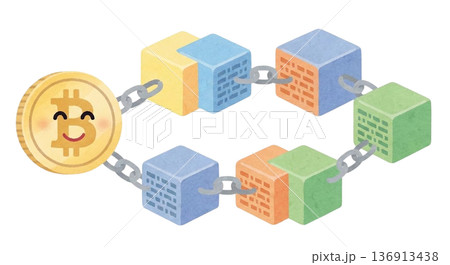 暗号資産・ブロックチェーンアイコン 136913438