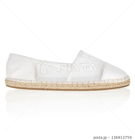 White womans mesh slip on espadrille flat shoes 136913759