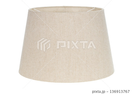 Beige fabric lampshade isolated on white background Beige fabric lampshade isolated on white background 136913767