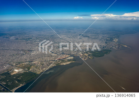 buenos aires aerial from airplane window buenos aires aerial from airplane window 136914065