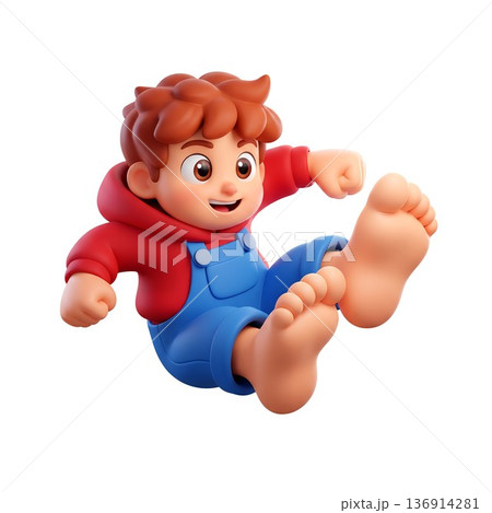 【ジャンピング・ボーイ】飛び上がる裸足の少年/Blender練習作品 136914281