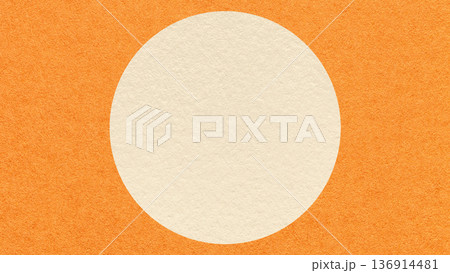 Orange paper texture background with light cream circle and copy space for banner, presentation, template 136914481