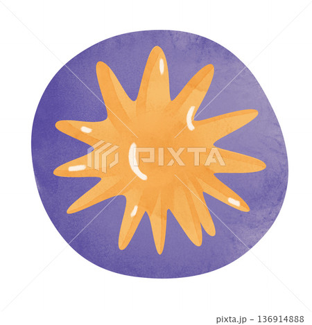cheerful watercolor sun with playful rays on soft purple background. Ideal for kids decor, nursery, baby shower, summer, sunshine themes, textiles, wallpaper, fabric, greeting cards, playful prints cheerful watercolor sun with playful rays on soft purple background. Ideal for kids decor, nursery, baby shower, summer, sunshine themes, textiles, wallpaper, fabric, greeting cards, playful prints 136914888