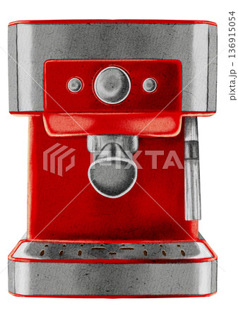 Watercolor illustration of a modern coffee machine. Illustrations for coffee shops, cafes, packaging, menus, and product design. Watercolor illustration of a modern coffee machine. Illustrations for coffee shops, cafes, packaging, menus, and product design. 136915054