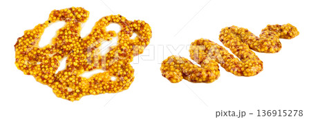 french mustard isolated on white background with full depth of field. Top view. Flat lay. 136915278