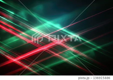 Dynamic intersecting red and green light streaks creating abstract motion background Dynamic intersecting red and green light streaks creating abstract motion background 136915886