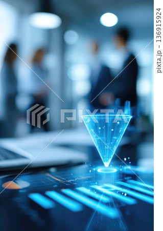 Futuristic digital data funnel hologram in...のイラスト素材 [136915924] - PIXTA