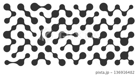 Modern tech abstract metaball shapes set. Scientific design elements, figures molecule logo, sign, icon, morph, molecular structure, scientific network template, chemical grid, liquid spotted, vector 136916482